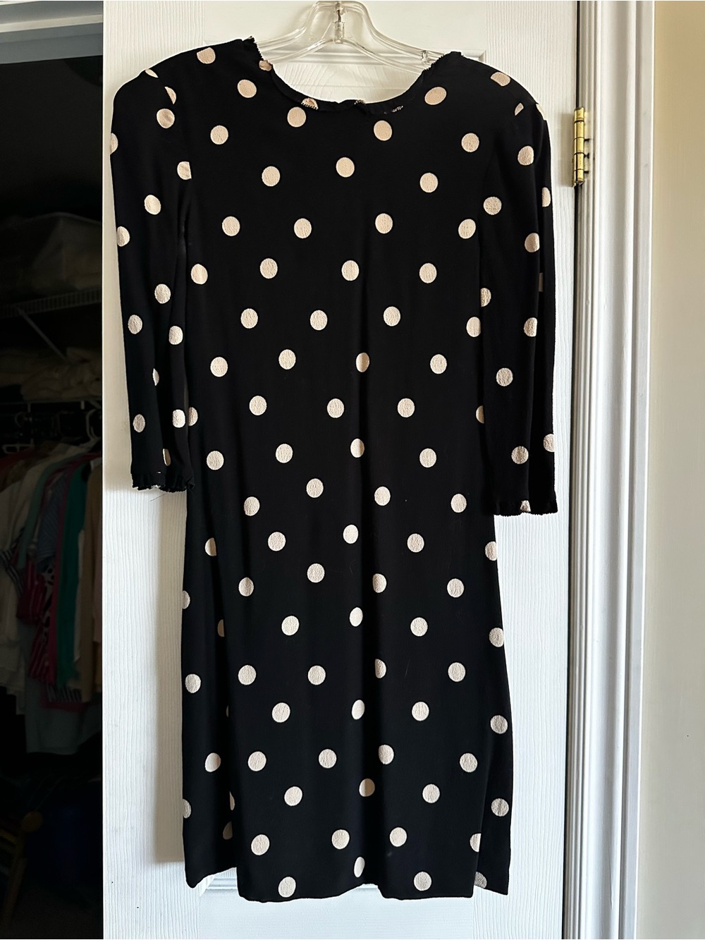 kate spade Black Dress with Cream Polka Dots - Long Sleeve